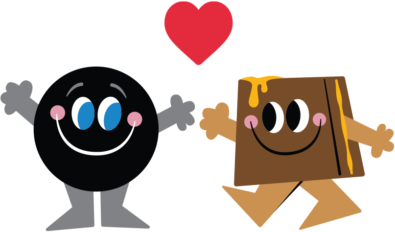 OHMB chocolate and puck footer characters